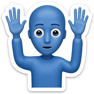 an annoying person saying "6 7" every second waving their hands, and their body is just the letters 6 and 7. they are blue. their eyes are at the top of the 7 and the hole in the 6.the have black legs and arms, but their hands are white. sticker