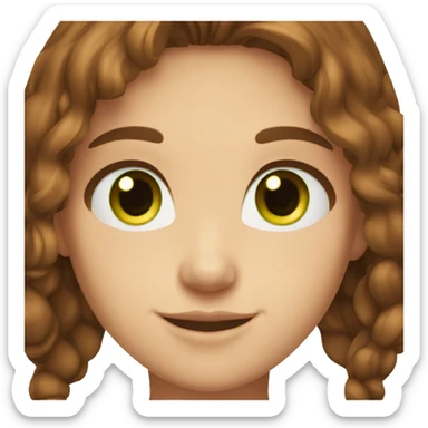 girl, long brown hair, smile, green eyes, freckles sticker