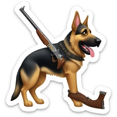 German shepherd with a flintlock  sticker