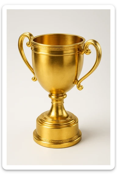a gold trophy, gleaming sticker
