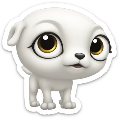 White large eyes creaturr four legs white skin sticker