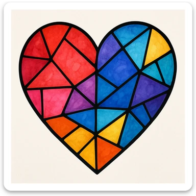 heart with a stained glass effect, digital illustration sticker