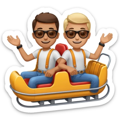 two guys on a roller coaster and buckled up sticker