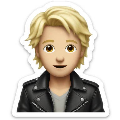 blonde boy in leather jacket have mole under left eye  sticker
