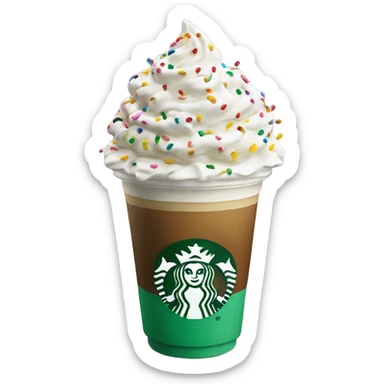 Starbucks drink with whipped cream and sprinkles  sticker