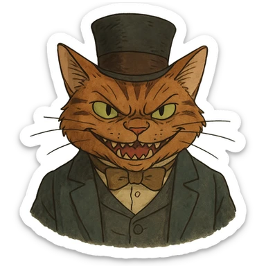 evil British cat sticker