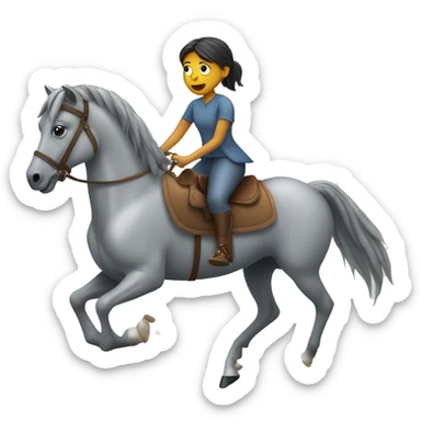 A girl riding a flea bitten grey horse sticker
