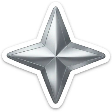Silver chrome four-point star sticker