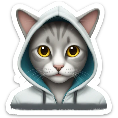 Cat wearing hoodie sticker