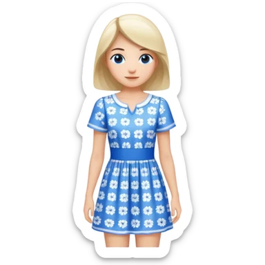 a simple mini dress with blue and little white colors sticker