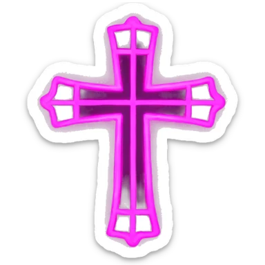 pink neon cross  sticker