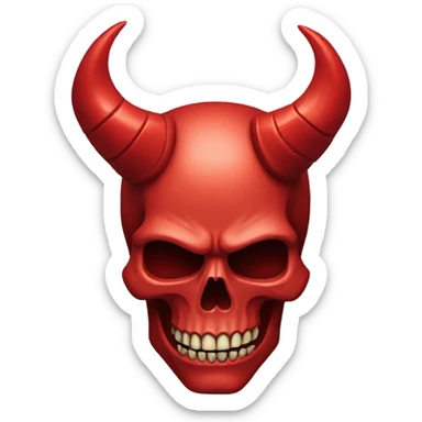 a red skull with horns sticker