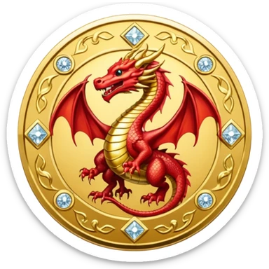 diamond coin with a dragon at the center  sticker