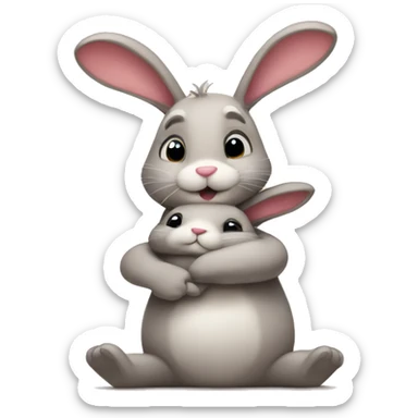 Bunny hugging a dear sticker