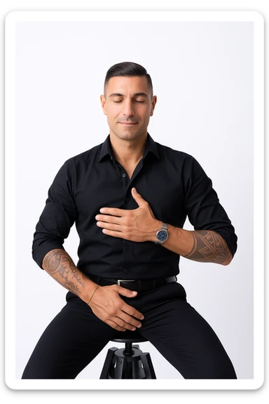 Uomo che applica la respirazione per calmare il suo sistema nervoso sticker