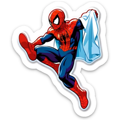 Spiderman in a towel sticker