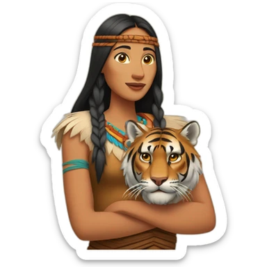 Pocahontas avec un tigre sticker