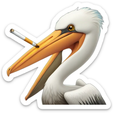 Pelican with a cigarette in its mouth sticker