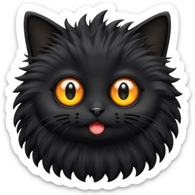 black cat with tiny feet and wide eyes resembling Ghibli soot sprites sticker