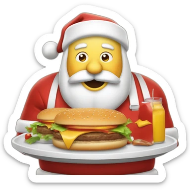 Père Noël qui mange un burger sticker
