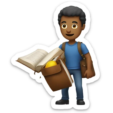 man pulling the book out of a bag like a weapon  sticker