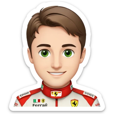 Charles Leclerc green eyes smile in Ferrari uniform sticker