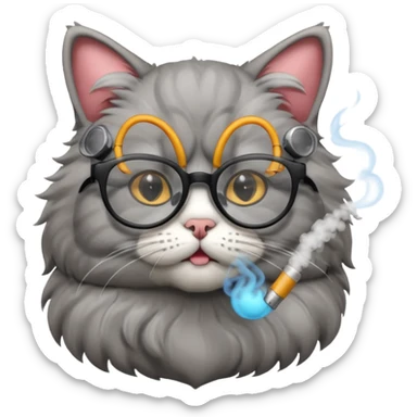 Cat vaping with glasses sticker