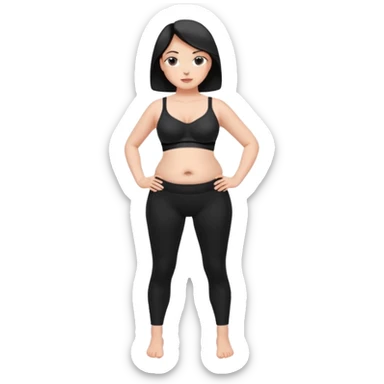 legging brassière noir gonflé ventre nombril femme  sticker