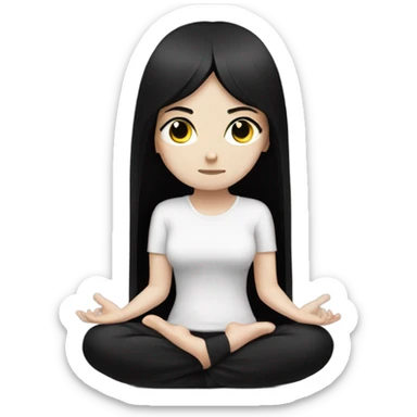 goth white girl and black hair meditating sticker