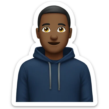 generate me an emoji wearing a navy blue hoodie sticker