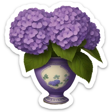 Purple Hydrangeas in vintage vase sticker