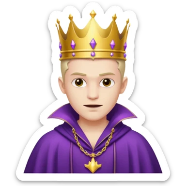 Vampire King, Young vampire king in purple robe, wearing a crown, confident smirk. sticker