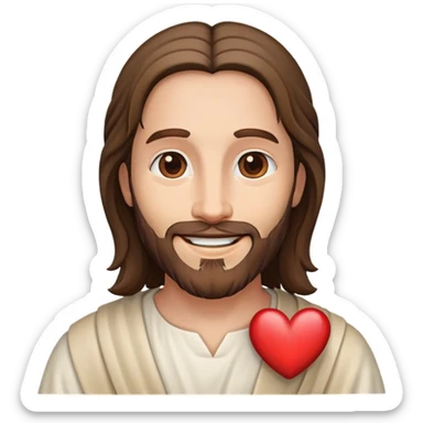 Jesus smiling with a heart  sticker