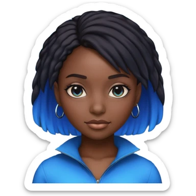 i want an emoji of a cool barb girl that likes blue, a techie girl that is like a matrix character and is black sticker