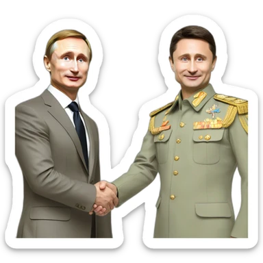 Putin and Zelensky(handshake of Zelensky and Putin sticker