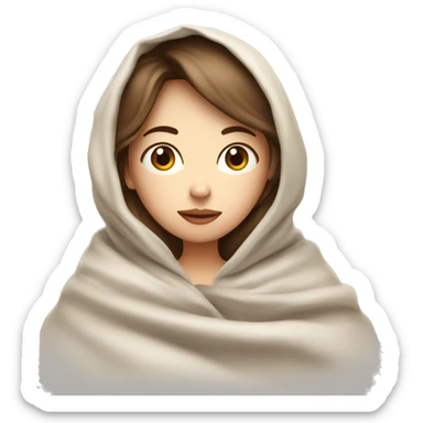 White brown hair girl inside a blanket sipping coffee eyes closed sticker