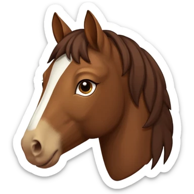 brown horse with chocolate mane and a long white stripe on its muzzle, facing left sticker