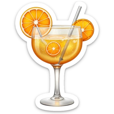Glittery golden mocktail with orange roses sticker