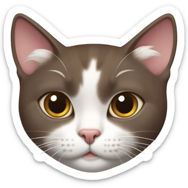 A Korean shorthair cat, maroon-colored fur, diamond-shaped white fur from the bridge of the nose to the mouth, white fur on the limbs and chest. sticker