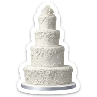 Highly detailed white rococo wedding cake sticker