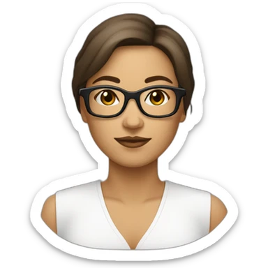 femme blanche brune avec un carré, des cheveux lisses et des lunettes sticker