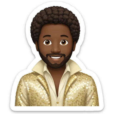Eddie Levert from The O'Jays with dark brown afro hair, cream sequin outfit sticker