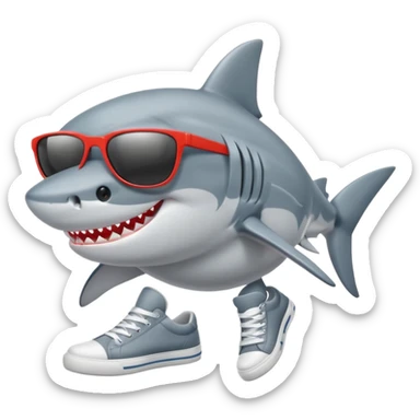 Un tiburón con tenis y gafas de sol  sticker