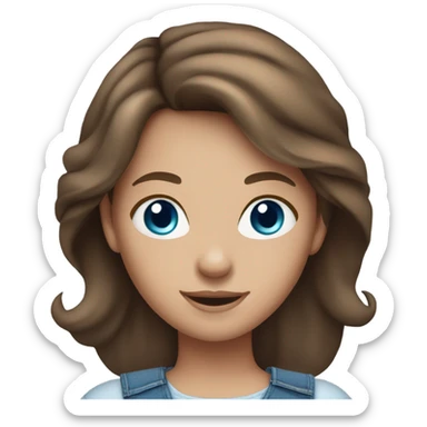 Pretty girl brown hair blue eyes Jeans dress sticker