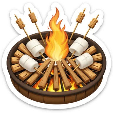 campfire, with marshmallows on skewers sticker