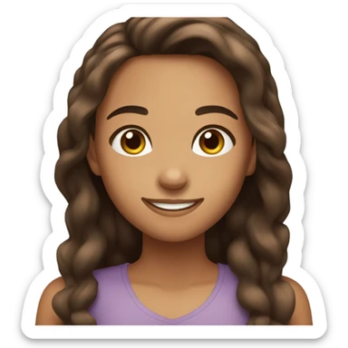 tanned girl with long brown hair and brown eyes smiling  sticker