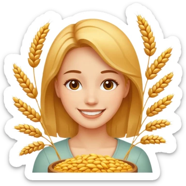 women happy satisfied with minimal wheat flying arround sticker