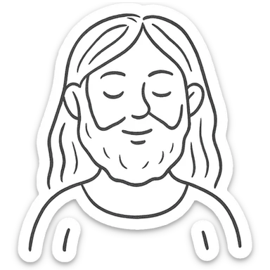 hand drawn outline icon of a woman with a beard sticker
