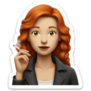long haired redhead woman smoking sticker