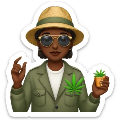 gang dealer with cannabis on a hand sticker